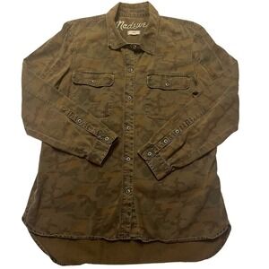 Madewell Women’s Camo Tomboy Cotton Botton Down Workshirt Size Large